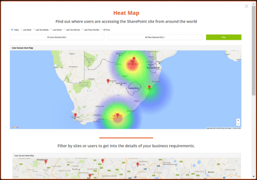 SharePoint Vitals SharePoint Analytics Heat Map