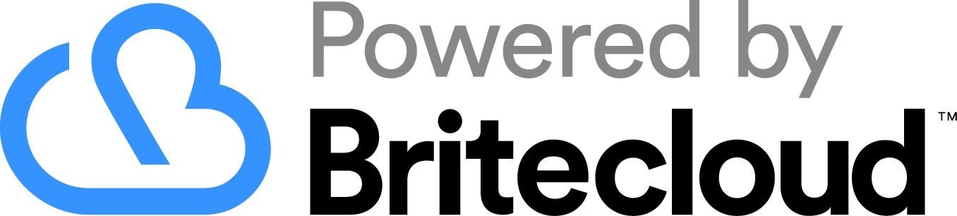 Powered by blue stacked logo